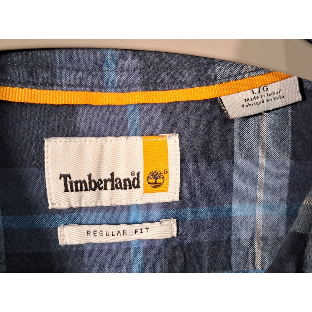 Timberland Mens Blue Plaid Cotton Long Sleeve Button Down Shirt TB0A2EBS Large - Picture 3 of 13